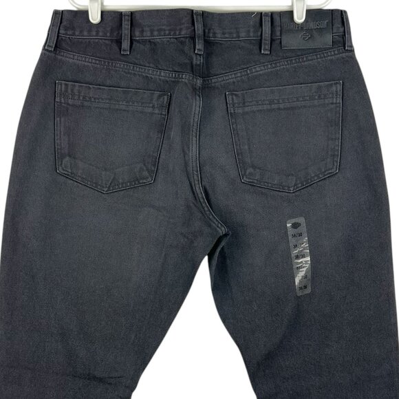 NWT Harley Davidson Men's Black Denim Jeans Size 38x30 Boot Cut Mid Rise Cotton - Picture 4 of 12